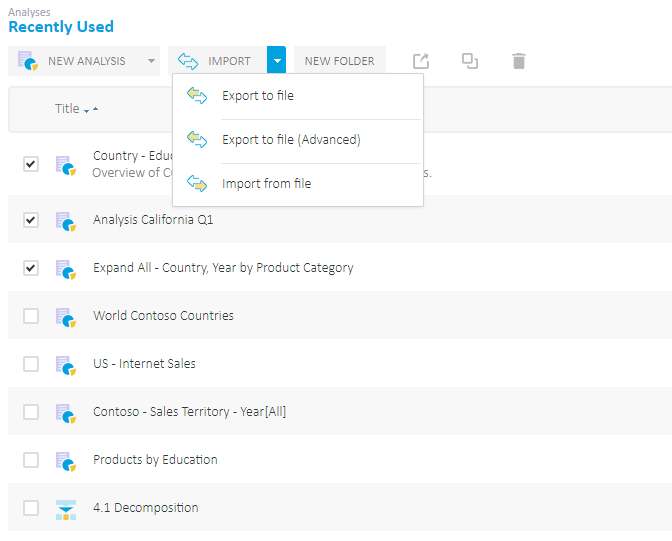 Export Import BI Reports and Dashboards