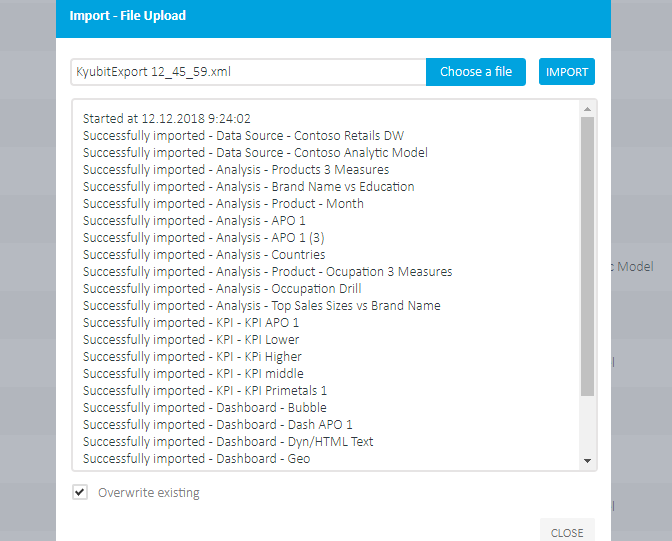 Export Import BI Reports and Dashboards