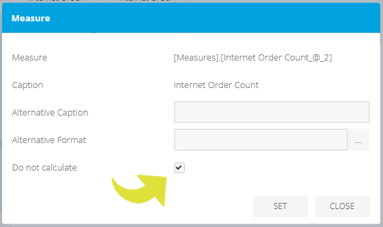 Set measure instance not to use calculation and display plain values.
