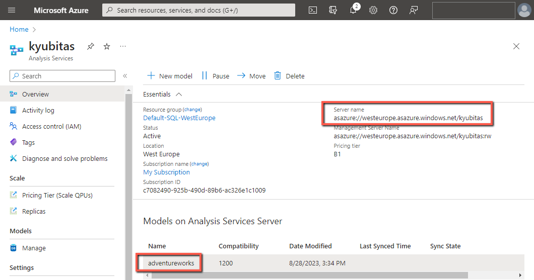 Azure Analysis Services Instance