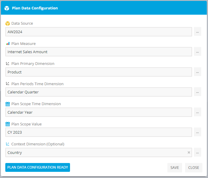 Planning budgeting data source