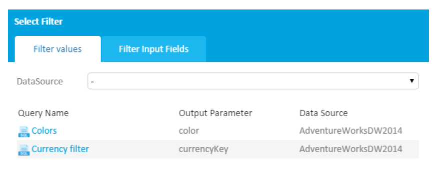 Dashboard software filter